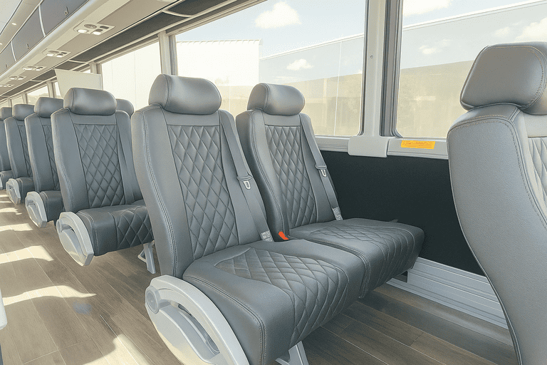 interior of Parker Coach Bus Service charter bus