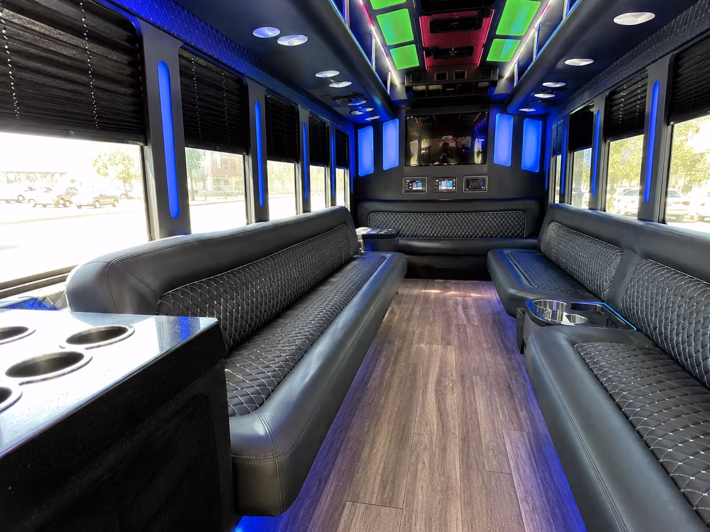 parker 15 passenger party bus inside