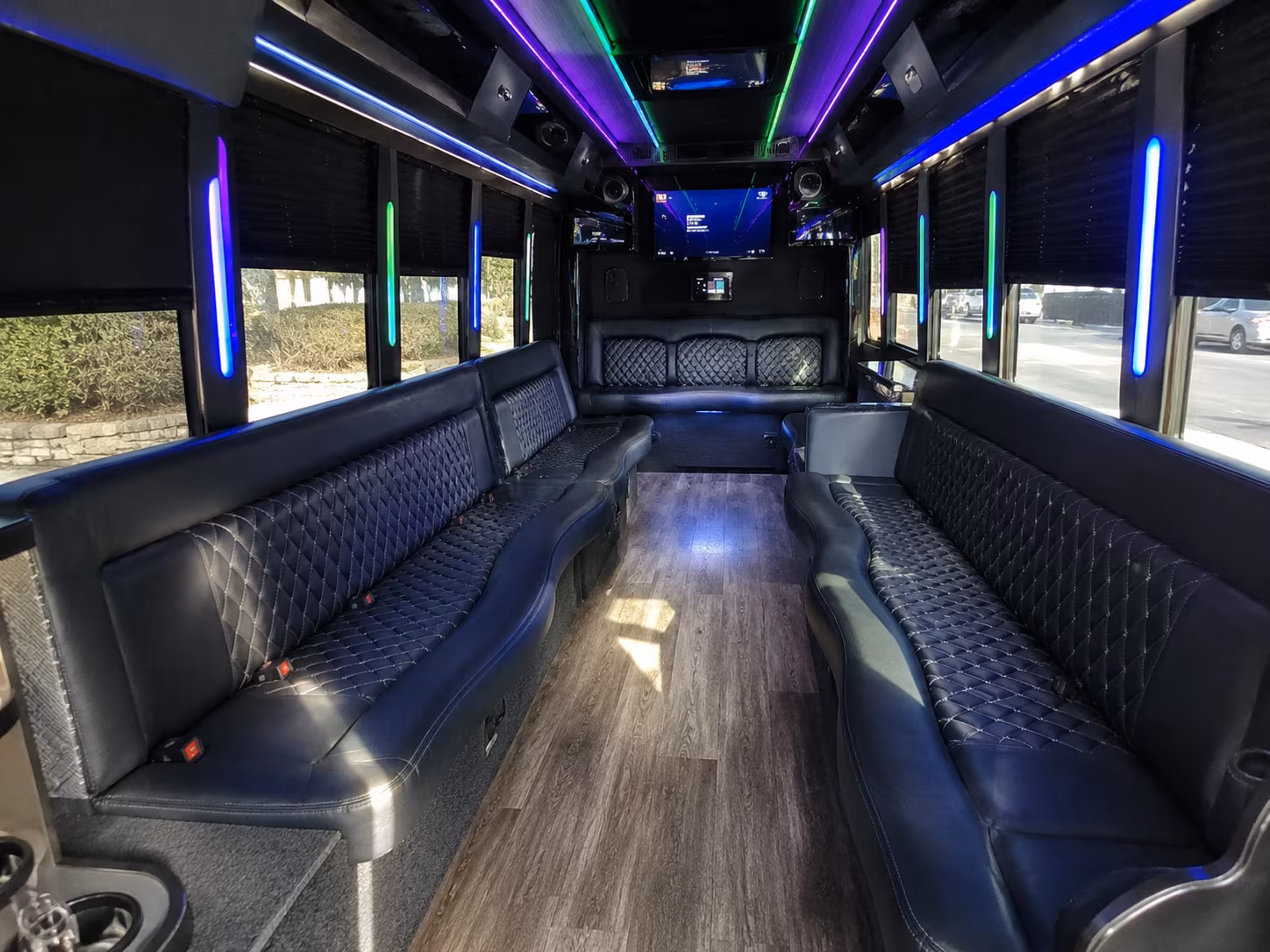 parker 15 passenger party bus interior
