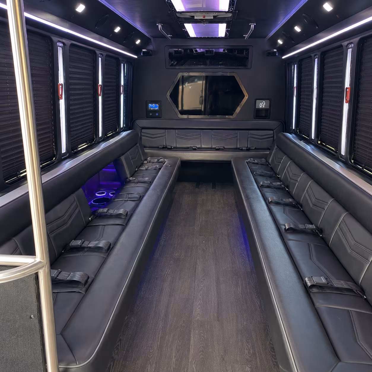 parker 18 passenger party bus interior