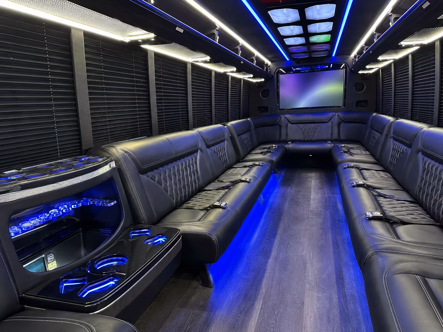 parker 20 passenger party bus inside