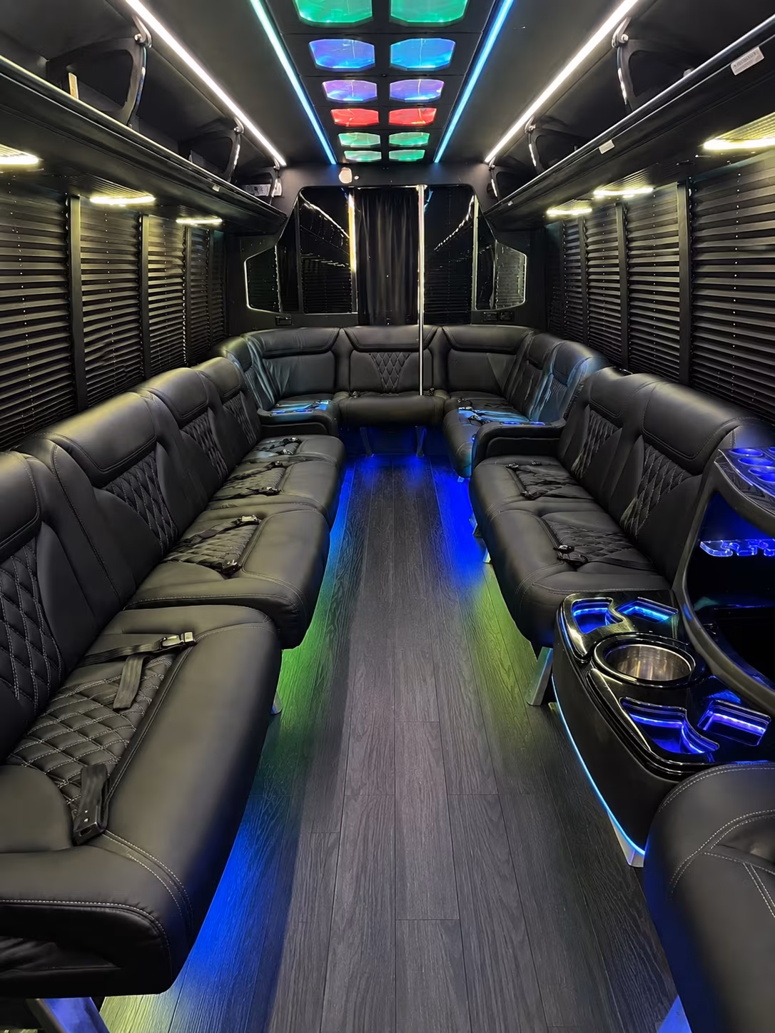 parker 20 passenger party bus interior