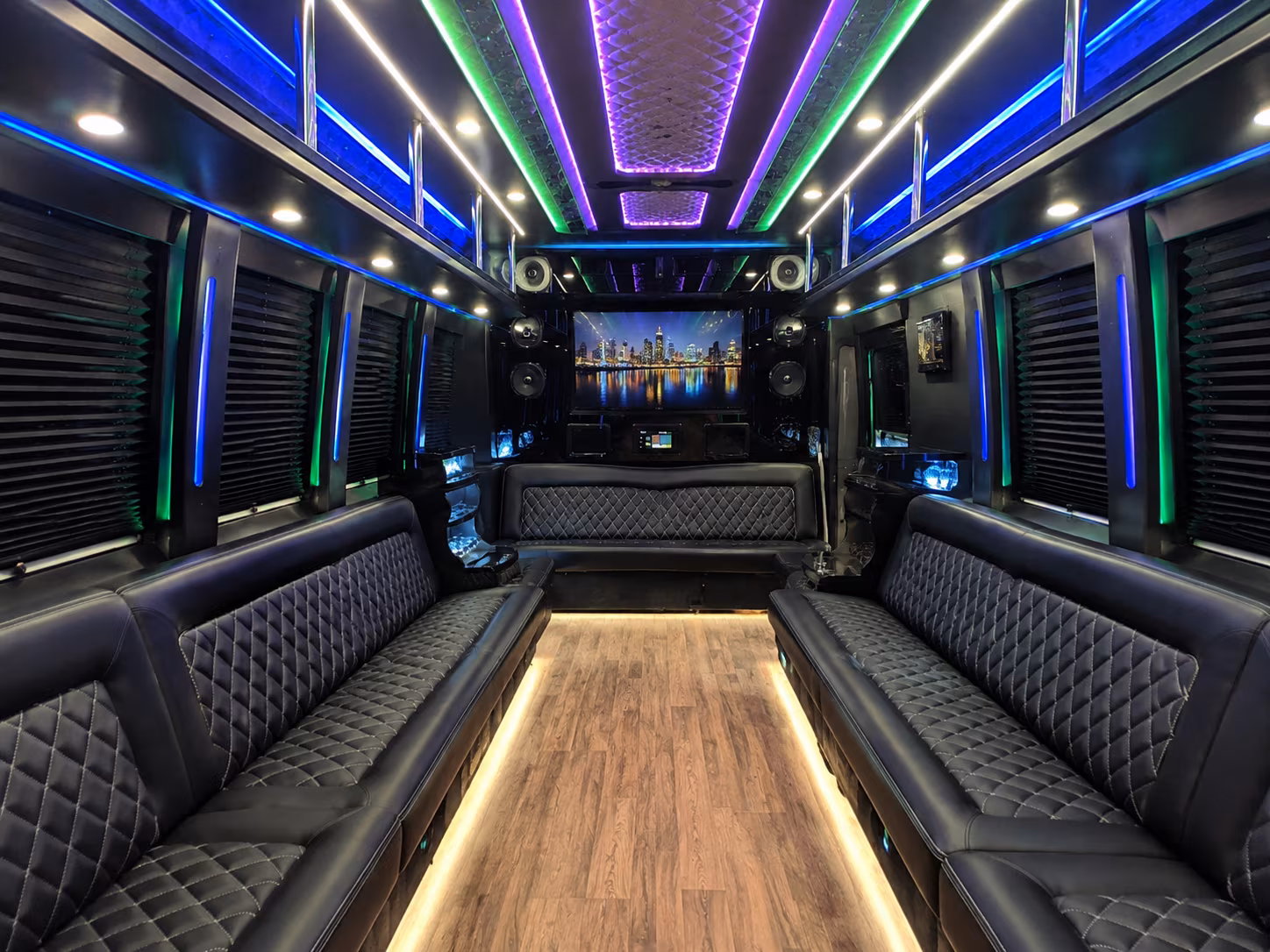 parker 25 passenger party bus interior