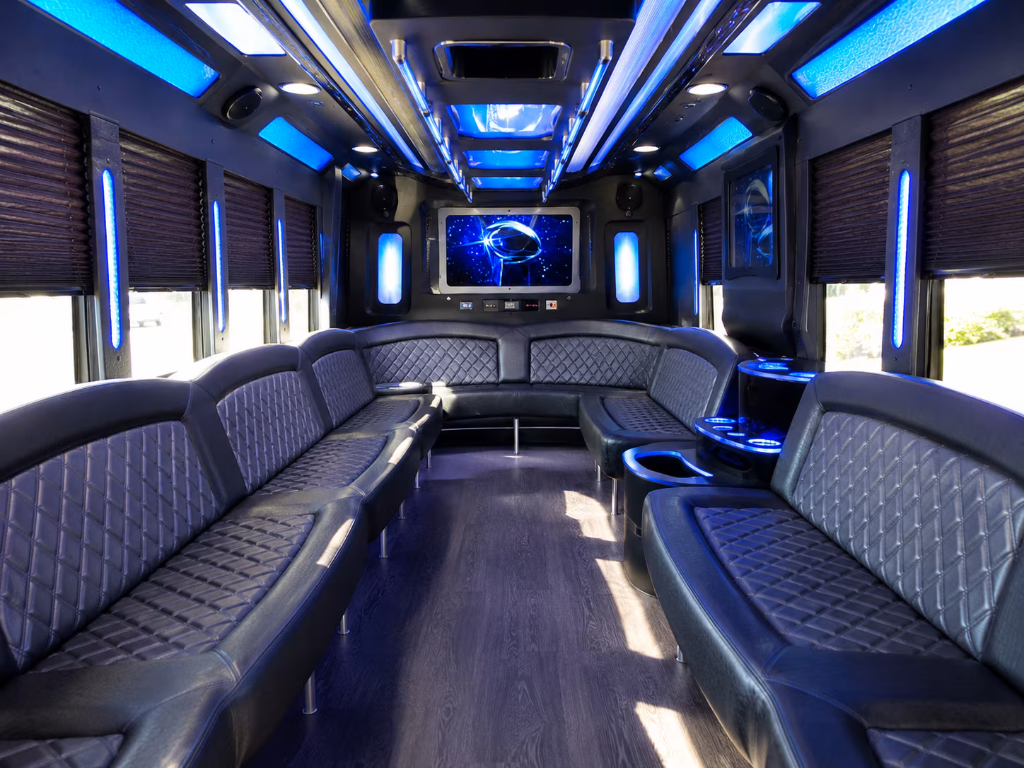 parker 28 passenger party bus inside