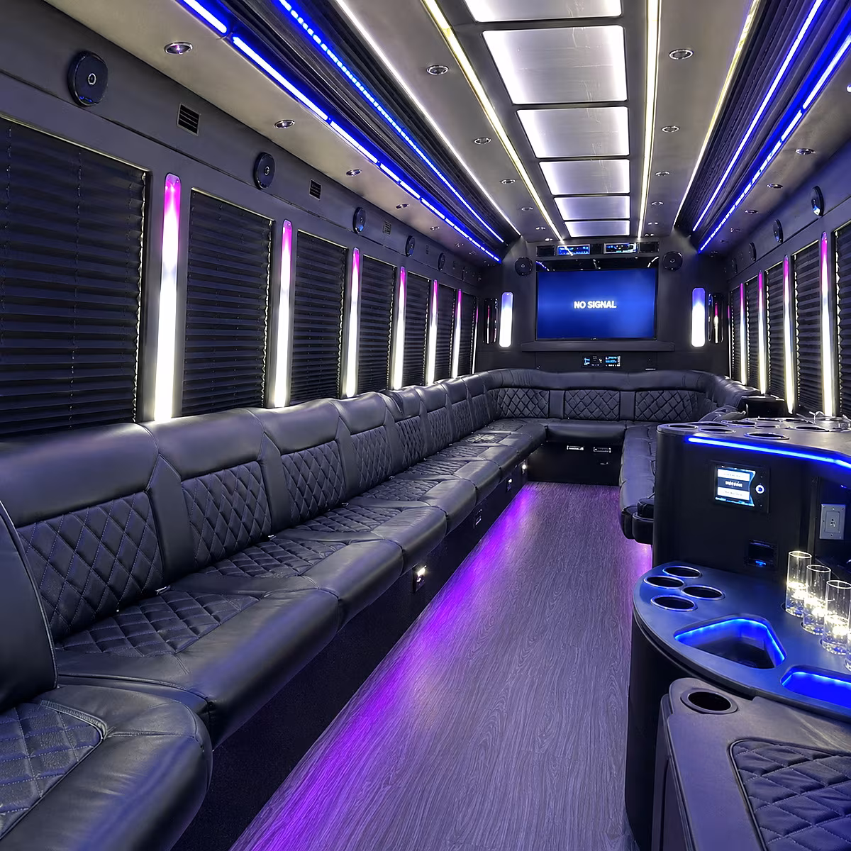parker 30 passenger party bus inside
