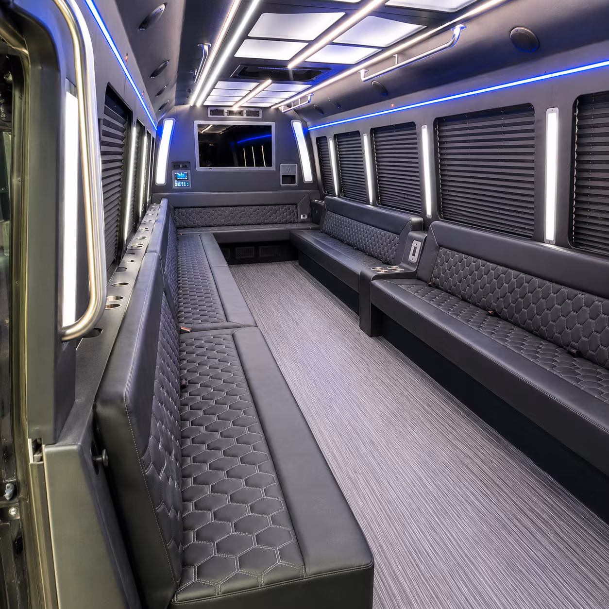 parker 40 passenger party bus interior
