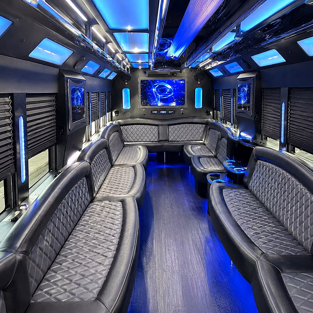 parker 50 passenger party bus interior
